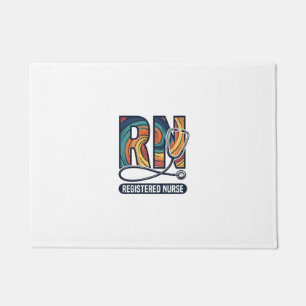 Registered Nurse RN Vintage Rainbow Vector Design_ Doormat