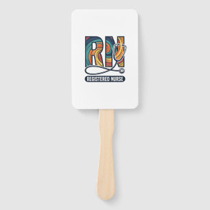 Registered Nurse RN Vintage Rainbow Vector Design_ Hand Fan