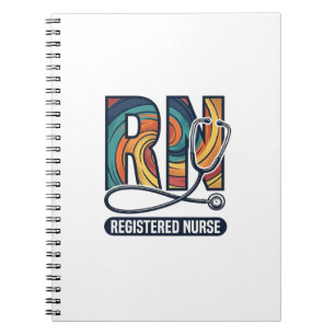 Registered Nurse RN Vintage Rainbow Vector Design_ Notebook