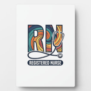 Registered Nurse RN Vintage Rainbow Vector Design_ Plaque