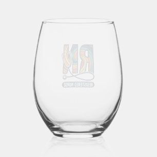 Registered Nurse RN Vintage Rainbow Vector Design_ Stemless Wine Glass
