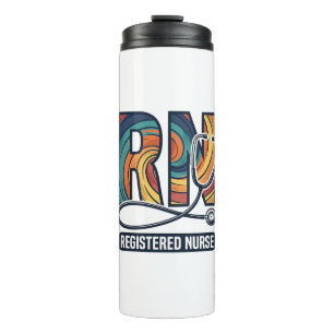 Registered Nurse RN Vintage Rainbow Vector Design_ Thermal Tumbler