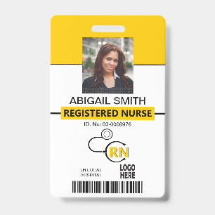 Registered nurse RN yellow photo template ID Badge