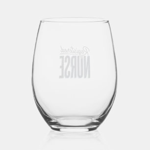 Registered Nurse Script Typography Vector Design_1 Stemless Wine Glass