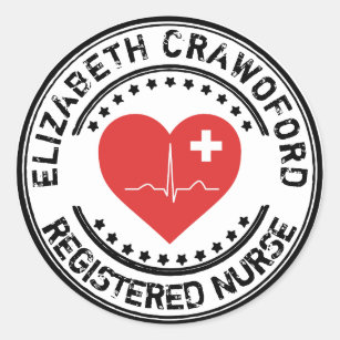 Registered Nurse Stamp Heart ECG With Your Name Classic Round Sticker