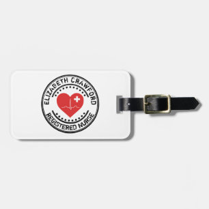 Registered Nurse Stamp Heart ECG With Your Name Luggage Tag