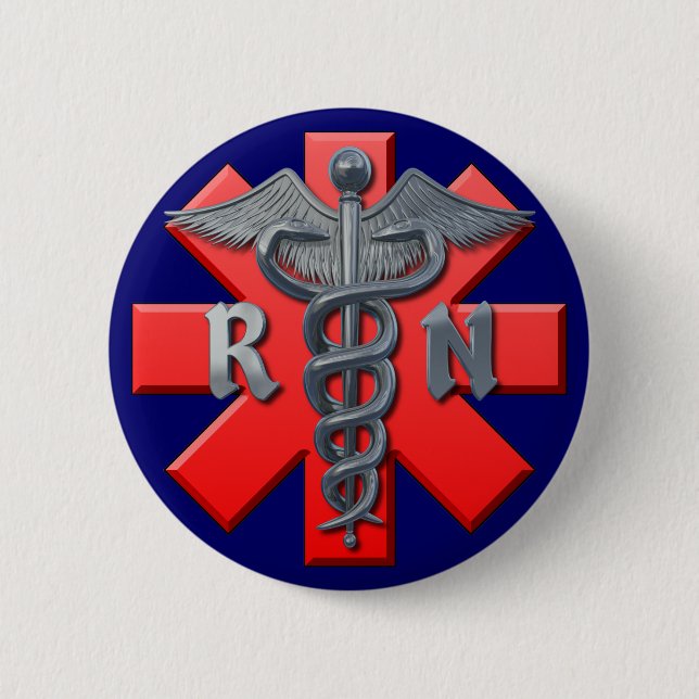 Registered Nurse Symbol 6 Cm Round Badge (Front)