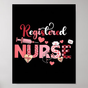 Registered Nurse Valentines Day Scrub Top Women Sc Poster