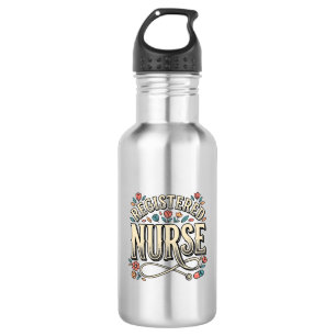 Registered Nurse Vintage Floral Typography Shirt D 532 Ml Water Bottle