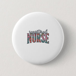 Registered Nurse Vintage Floral Typography Shirt D 6 Cm Round Badge