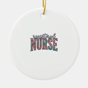 Registered Nurse Vintage Floral Typography Shirt D Ceramic Tree Decoration