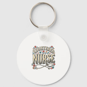 Registered Nurse Vintage Floral Typography Shirt D Key Ring