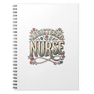Registered Nurse Vintage Floral Typography Shirt D Notebook
