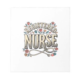 Registered Nurse Vintage Floral Typography Shirt D Notepad