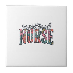 Registered Nurse Vintage Floral Typography Shirt D Tile