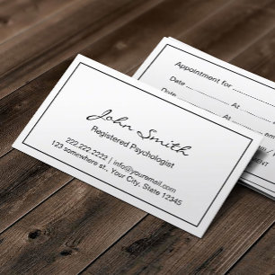 Registered Psychologist Simple Framed Appointment Card