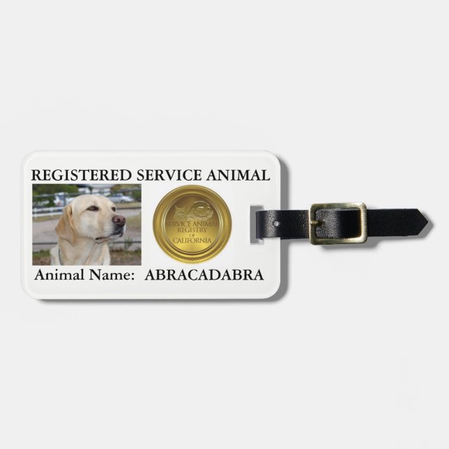 Registered Service Animal Tag (with PHOTO/NAME) (Front Horizontal)