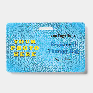 Registered Therapy Dog - Bright Blue Badge ID Badge