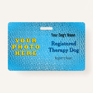 Registered Therapy Dog - Bright Blue Badge ID Badge