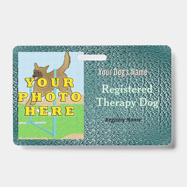 Registered Therapy Dog - Dark Green Badge ID Badge (Front)