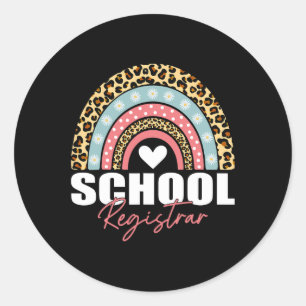 Registrar Rainbow Leopard 100th Day Of School  Classic Round Sticker