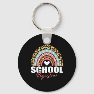 Registrar Rainbow Leopard 100th Day Of School  Key Ring