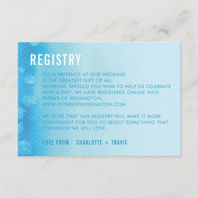 REGISTRY CARD :: ombre watercolor blue (Front)