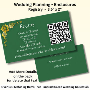 Registry Details - Emerald Green & Gold Enclosure Card
