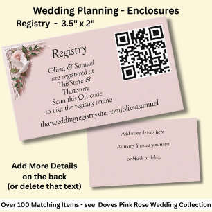 Registry Details - Pink Roses & Doves Wedding Enclosure Card
