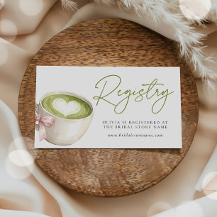 Registry Green Matcha Latte Bridal Shower Enclosure Card