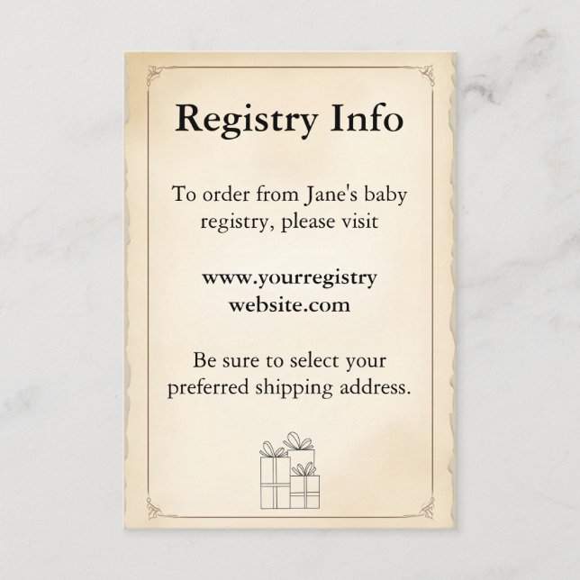 Registry Insert Card (Front)