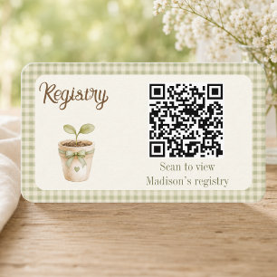 Registry QR Code Little Sprout Baby Shower Enclosure Card