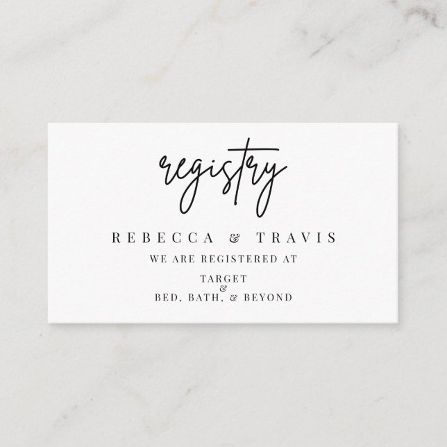 Registry Wedding Invitation Insert Enclosure Card (Front)
