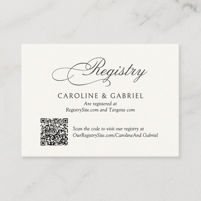 Registry Wedding QR Code Enclosure Card (Front)