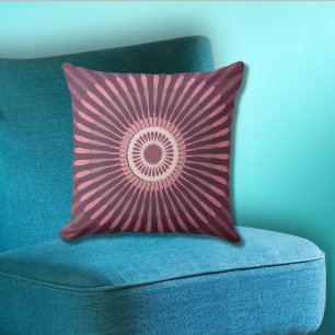 Regular Centred Dark Purple Pink Star Flower Cushion