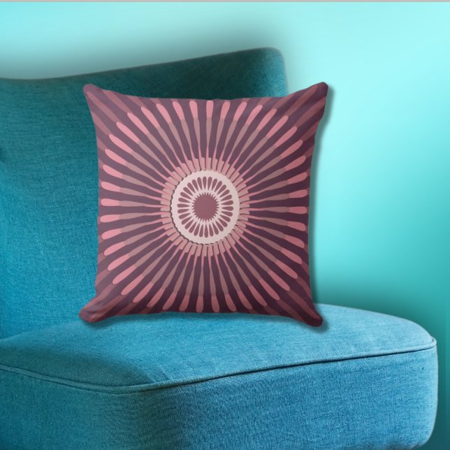 Regular Centred Dark Purple Pink Star Flower Cushion (Dark Pink Star Flower Throw Pillow)