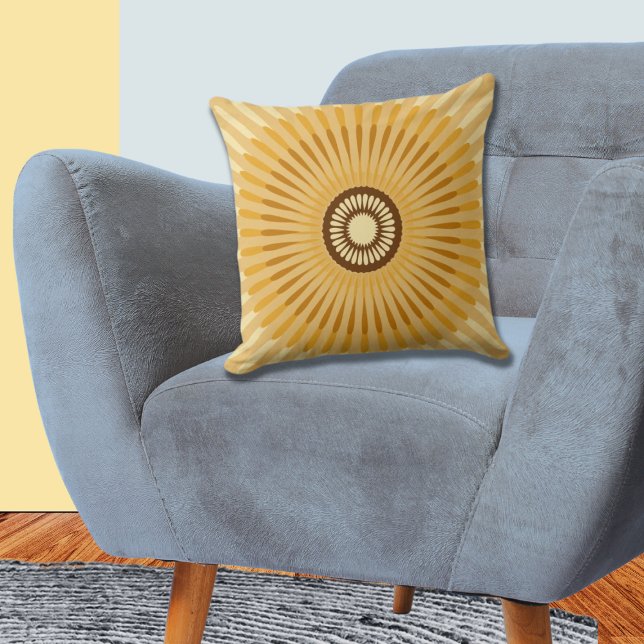 Regular Centred Yellow Star Flower Cushion (Regular Centered Yellow Star Flower Throw Pillow)