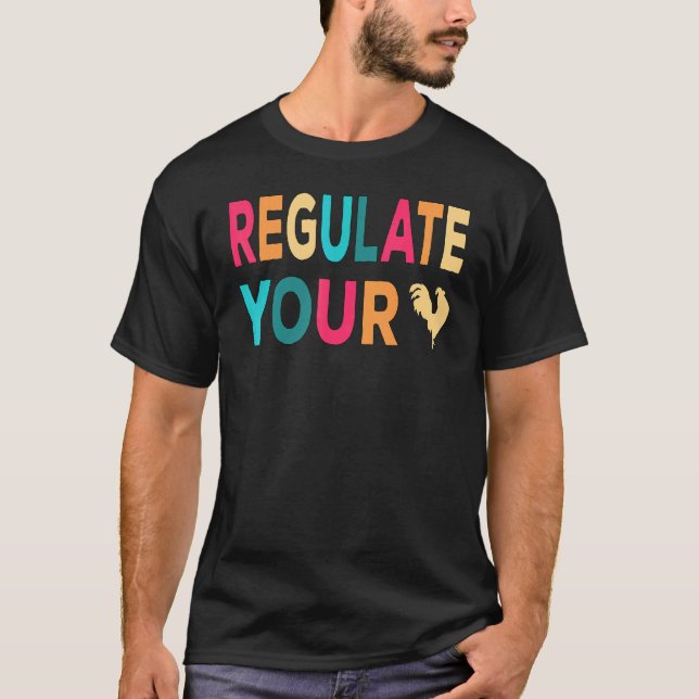 Regulate Your Chicken Rooster Retro Sunset T-Shirt (Front)
