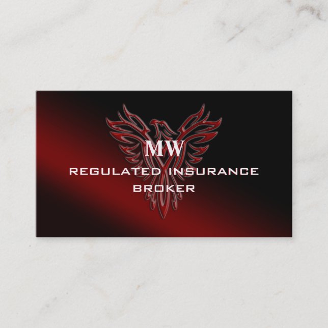 Regulated Insurance Broker, Phoenix Rising Business Card (Front)