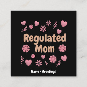 )Regulated Mum 3D Pink Floral Heart Aesthetic Square Business Card