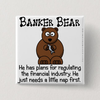 Regulating the financial industry 15 cm square badge