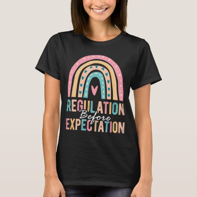 Regulation Before Expectation Retro Neurodiversity T-Shirt (Front)
