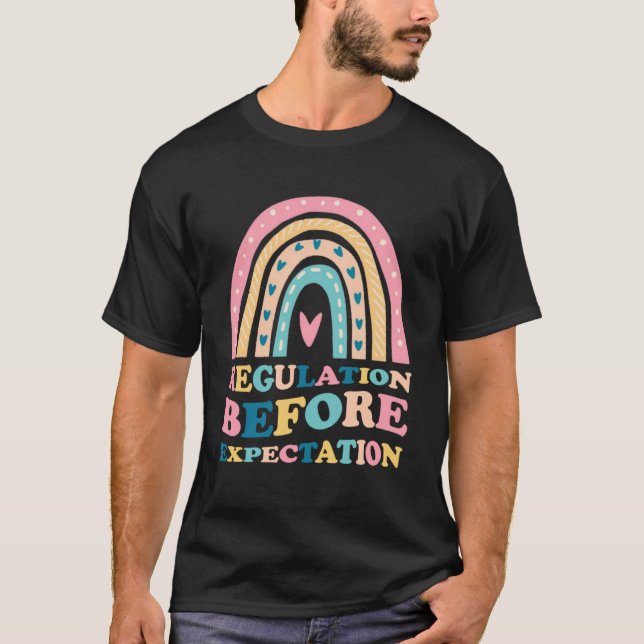 Regulation Before Expectation Retro Neurodiversity T-Shirt (Front)