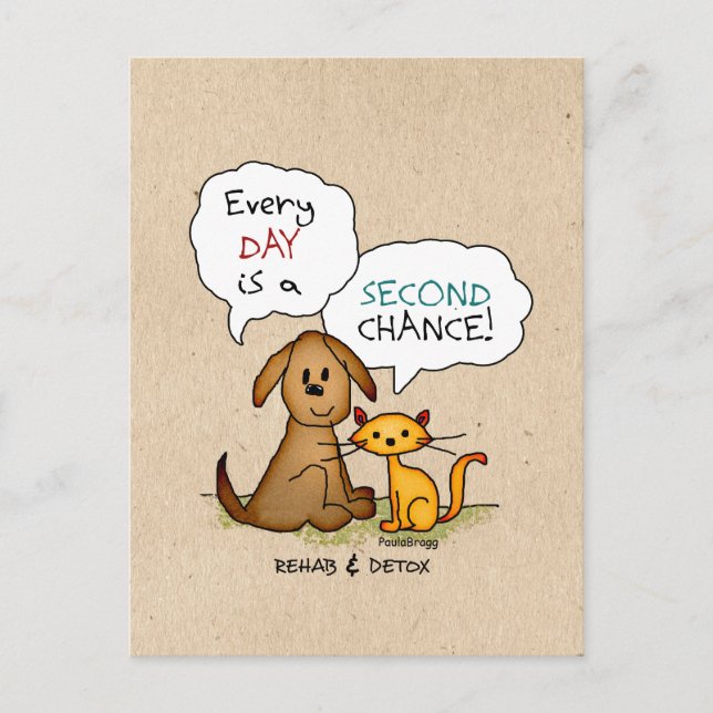 Rehab & Detox Cartoon: Recovery Sobriety DrugFree Postcard (Front)