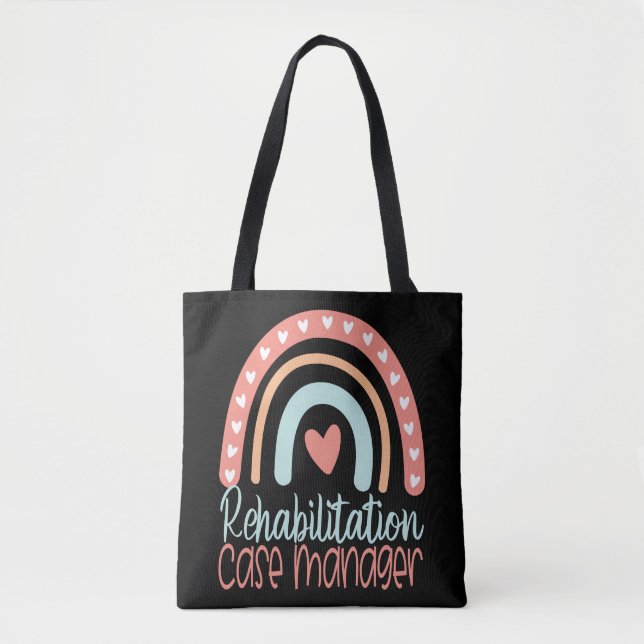 Rehabilitation Case Manager Boho Rainbow Tote Bag (Front)