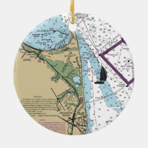 Rehboth Beach DE Chart Ceramic Tree Decoration