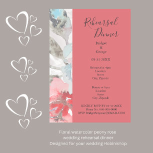 rehearsal apricot wedding & pastel floral peony   invitation