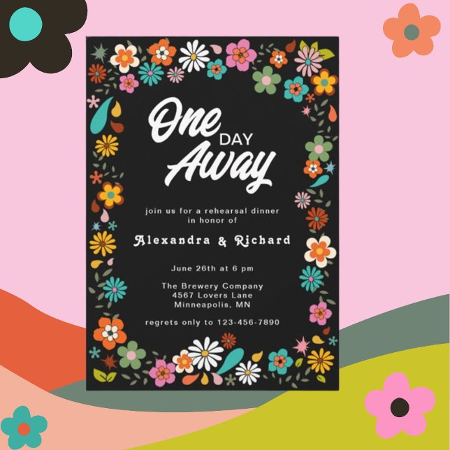Rehearsal Dinner 70's inspired floral Invitation (Creator Uploaded)