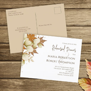 Rehearsal Dinner Autumn Fall Elegant Greenery  Postcard