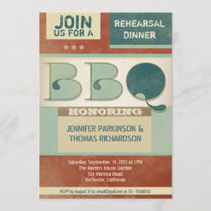 rehearsal dinner barbeque vintage party invitation